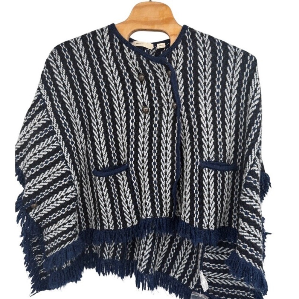 NEW Sleeping On Snow Anthropologie Tajo Jacquard Poncho Sweater One Size, Warm